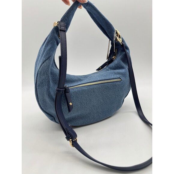 Macy's On 34th denim top handle hobo crossbody bag - Denim Blue - Picture 6 of 16